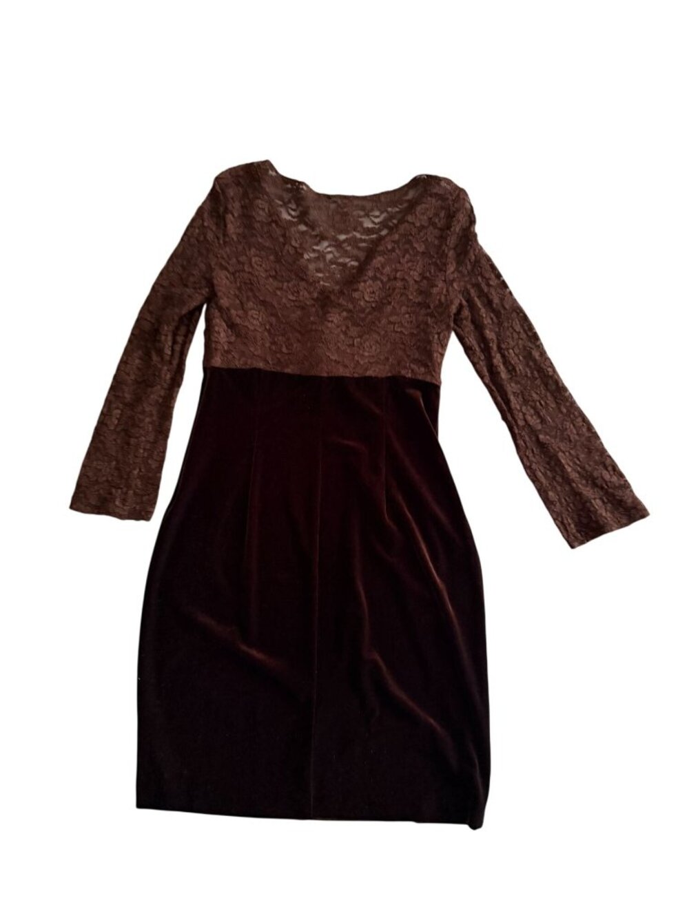 MUSE Brown Velvet Lace Cocktail Dress Size 10 - Picture 3 of 9